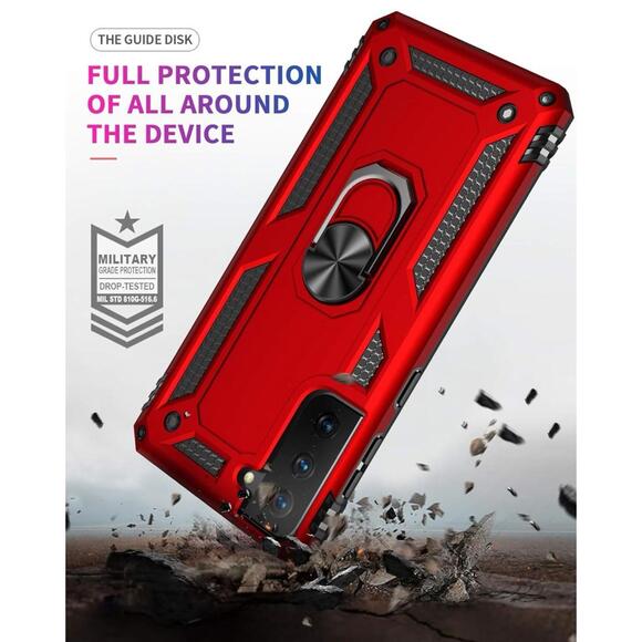 Samsung Galaxy S21 5G - HYBRID Ring /kickstand Case Phone Cover - Red NIB - Picture 3 of 6